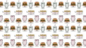A Pattern With Cartoon Characters And Burgers Wallpaper