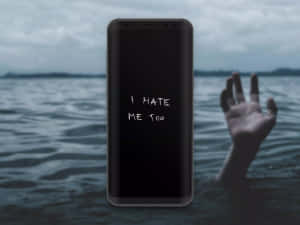 A Phone With The Words I Hate Me To Me On It Wallpaper