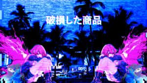 A Pink And Purple Image Of Two Girls Wallpaper