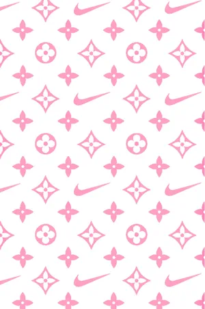 A Pink And White Pattern With Nike Logos Wallpaper