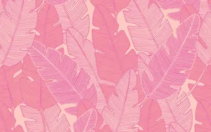 A Pink And White Tropical Leaf Pattern Wallpaper