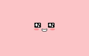 A Pink Background With A Cute Face On It Wallpaper