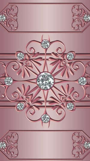 A Pink Background With Diamonds And Ornaments Wallpaper