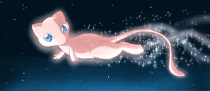A Pink Cat Flying In The Sky With Stars Wallpaper