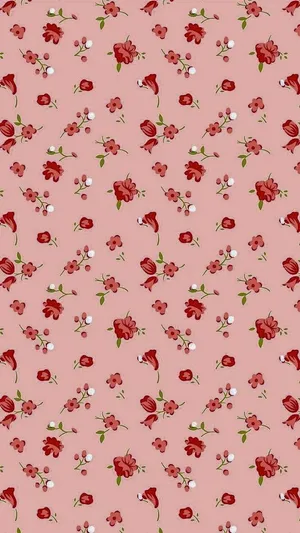 A Pink Floral Pattern With Red Flowers Wallpaper