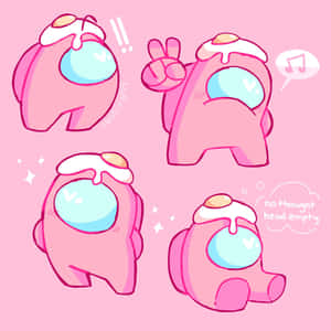 A Pink Monster With Different Expressions Wallpaper