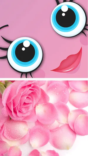 A Pink Rose With A Big Eye And A Pink Flower Wallpaper