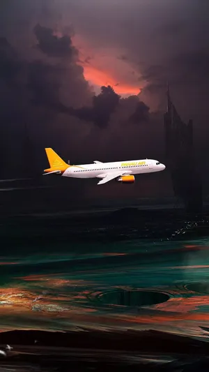 A Plane Takes Flight, With The New Iphone In Tow Wallpaper