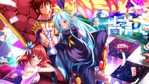 A Playful Moment Between Siblings Shiro And Sora From No Game No Life Wallpaper