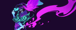 A Purple And Blue Character With A Purple And Blue Flame Wallpaper