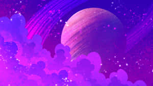 A Purple And Pink Space Background With Stars And Clouds Wallpaper