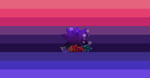 A Purple And Pink Striped Background With A Purple Flower Wallpaper