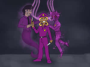 A Purple Man And A Purple Woman Holding A Sword Wallpaper