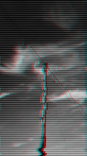 A Red And Blue 3d Image Of A Telephone Pole Wallpaper