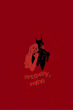 A Red Background With A Woman And A Devil Wallpaper