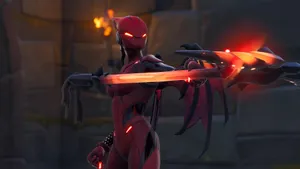 A Red Devil With A Sword In Front Of Her Wallpaper