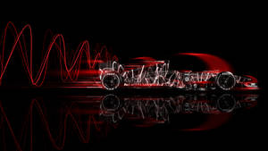 A Red Racing Car With Waves On It Wallpaper