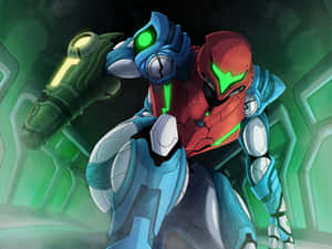 A Robot In A Green And Blue Costume Wallpaper