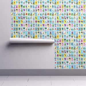 A Room With A Colorful Wallpaper And A Roll Of Paper Wallpaper
