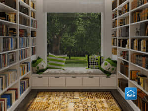 A Room With Bookshelves Wallpaper