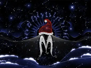 A Santa Hat With A Star In The Sky Wallpaper