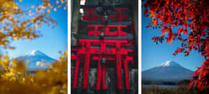 A Serene And Stunning Sunset Over A Japanese Mountain Wallpaper