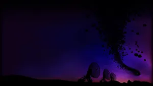 A Silhouette Of A Satellite Dish In The Sky Wallpaper