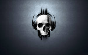 A Skull With Headphones And A Guitar Wallpaper