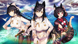 A Snapshot Of Fun In The Sun Aboard An Azur Lane Warship Wallpaper