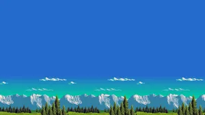 A Snes Game With Mountains And Trees Wallpaper