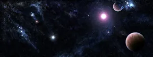 A Space Scene With Several Planets And Stars Wallpaper