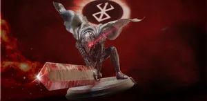 A Statue Of A Demon With A Sword In His Hand Wallpaper