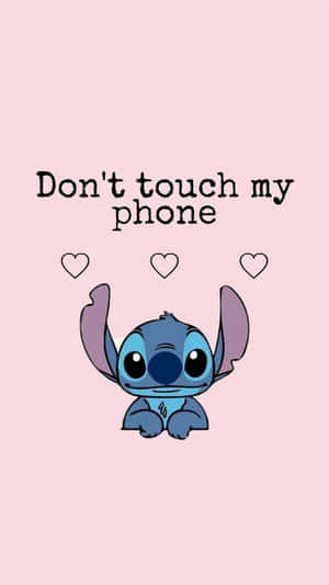 A Stitch - Emoji With The Words Don't Touch My Phone Wallpaper