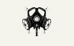 A Striking Depiction Of A Gas Mask In Minimalist Art Wallpaper