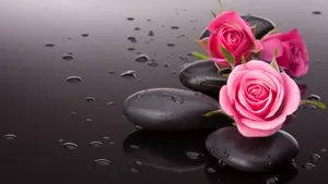 A Stunning Blend Of Bold Black And Delicate Pink In A Beautiful Floral Tapestry. Wallpaper