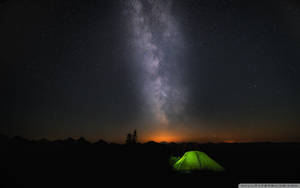 A Stunning Night Sky Featuring The Brilliant Stars Of A Dark Forest Wallpaper