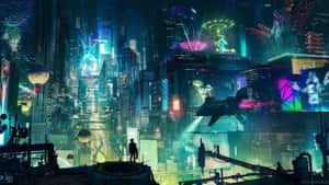 A Stunning Vision Of A Cyberpunk Night City Wallpaper