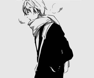 A Stylish Black And White Anime Boy, Standing Tall With Confidence Wallpaper