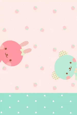A Sweet Friendship Between A Pink Rabbit And Green Bear Wallpaper