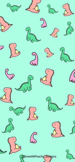 A Technology-savvy Cartoon Dinosaur Making A Phone Call Wallpaper