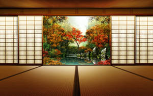 A Traditional Japanese House Surrounded By Trees. Wallpaper