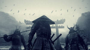 A Traditional Samurai Art Drawing Wallpaper