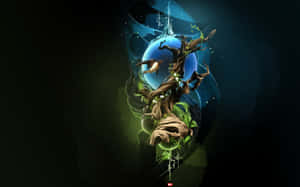 A Tree With A Blue And Green Design Wallpaper