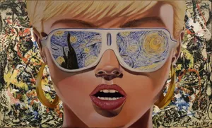 A Trendy Pair Of Sunglasses Reflecting The Vibrant Cityscape Wallpaper