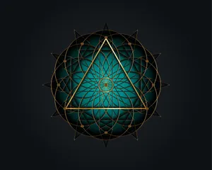 A Triangle With A Golden Design On A Black Background Wallpaper