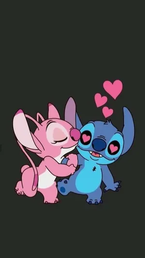 A True Must-see Moment: Stitch And Angel In Love. Wallpaper
