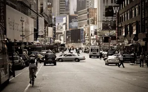 A Vibrant City, Hustling And Bustling On The Busy Street Wallpaper