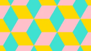 A Vibrant Combination Of Pink, Yellow, And Blue Wallpaper