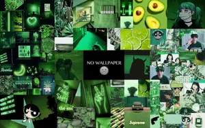 A Vibrant Green Collage Of Nature Elements Wallpaper