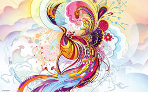 A Vibrant Phoenix With An Atypical Color Palette Wallpaper
